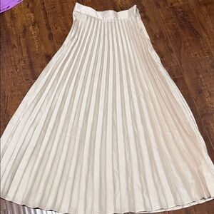 Zara Cream A-Line Pleated Skirt